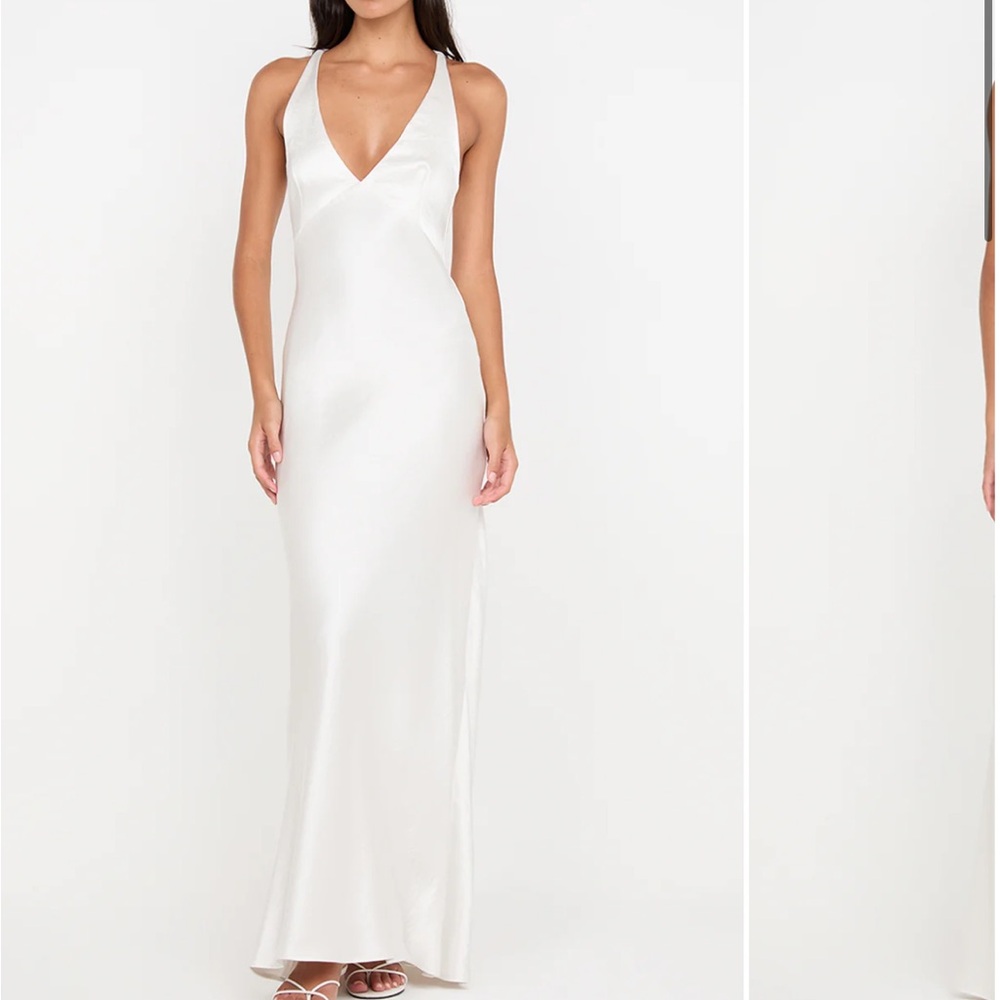 Bec + Bridge The Dreamer V Neck Dress: White Backless Slip Halter WORN ONCE